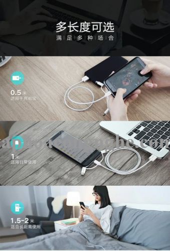 Ugreen 40766 0.5m màu Bạc Cáp dữ liệu USB 3trong1 micro + lightning + mini USB + truyền dữ liệu từ máy tính ra điện thoại US185 30040766